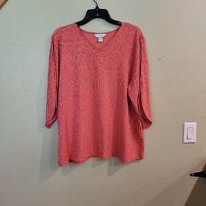 Coral Blouse with Slit Sleeves